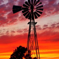 windmill and sunset