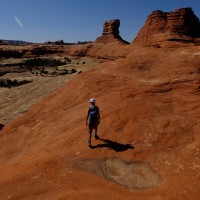 Claire hiking in Needles District of Canyonlands