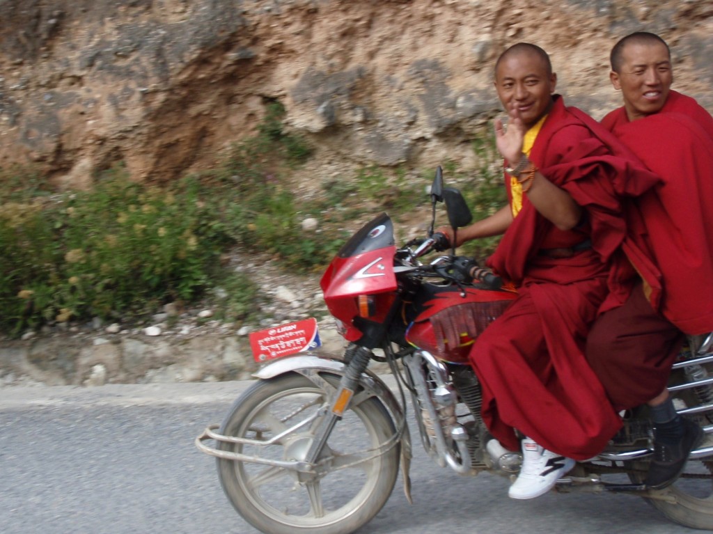 Monks on a motorcycle
